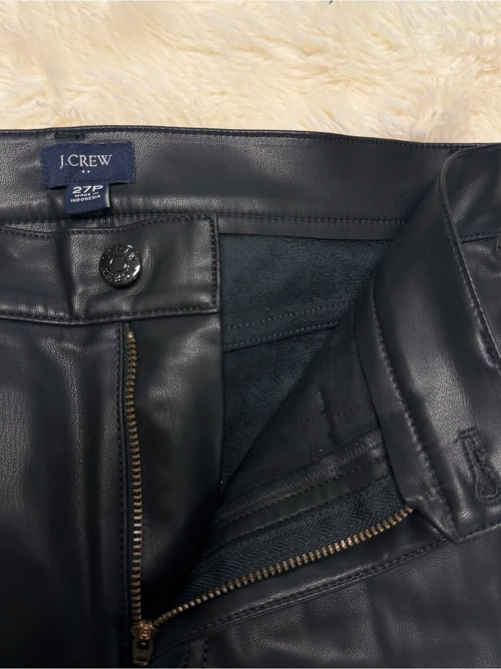 J. Crew Full Length Straight Leg Faux Leather Pants